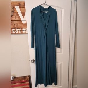 Soft Surroundings Teal Long Sleeve Medium Dress